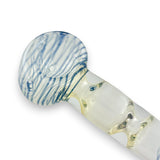 Pipe en verre transparent de 10 cm avec motifs tourbillonnants bleus ou rouges