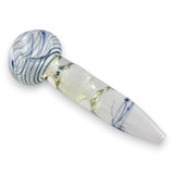 Pipe en verre transparent de 10 cm avec motifs tourbillonnants bleus ou rouges
