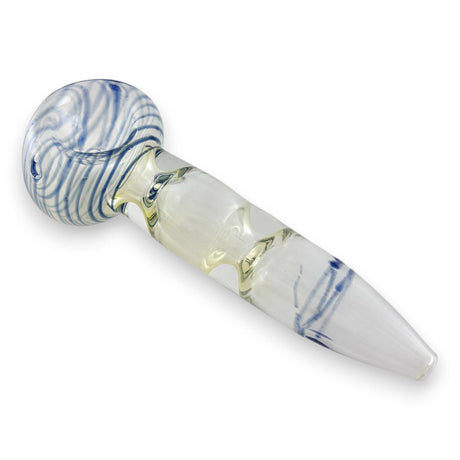 Super Supplys Inc Glass Hand Pipe 4" Clear Glass Hand Pipe with Blue or Red Swirl Accents 4" Clear Glass Hand Pipe with Swirl Accents | Canada