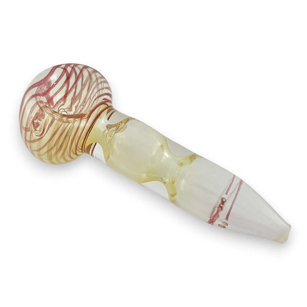 Pipe en verre transparent de 10 cm avec motifs tourbillonnants bleus ou rouges
