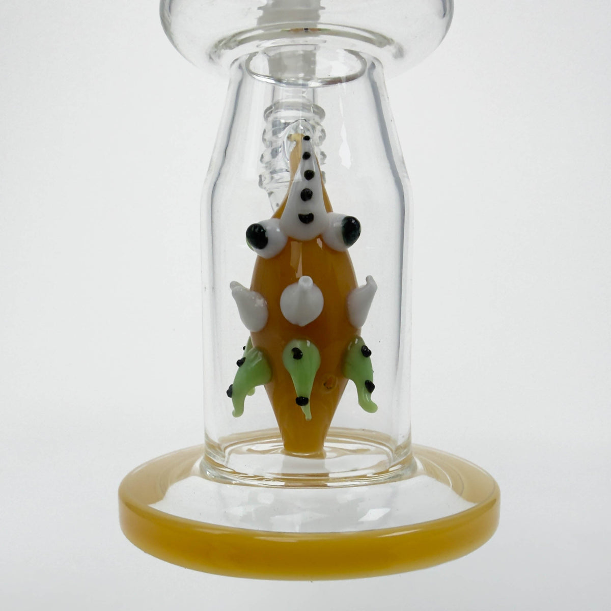 12" Yellow Fish Glass Bong with Fish Diffuser – 18mm
