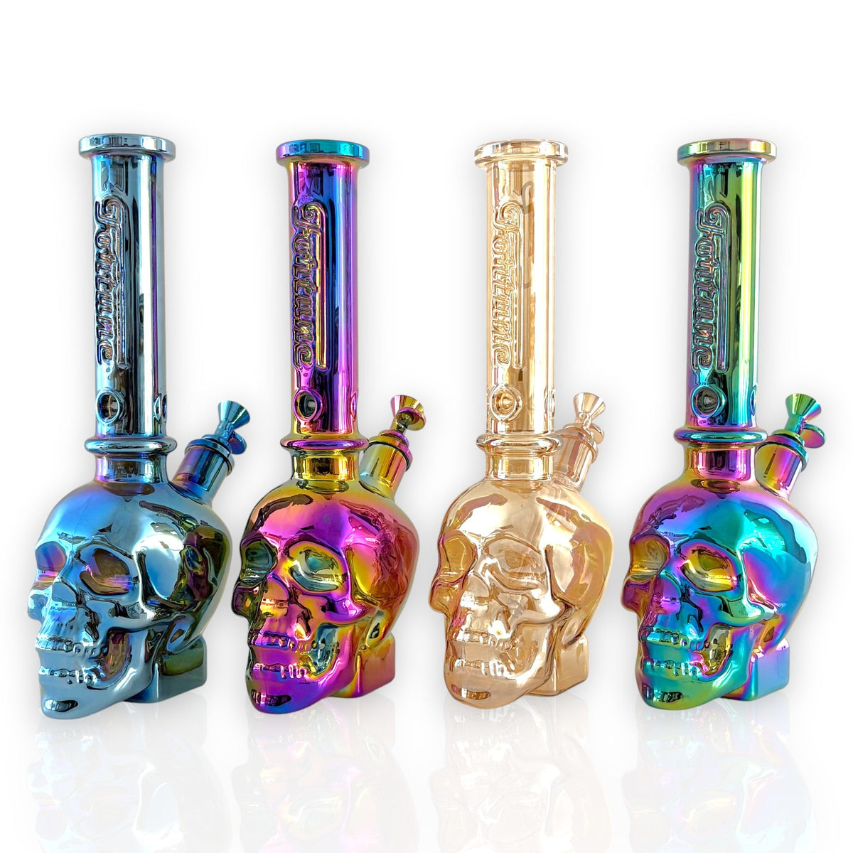 Fortune 14" Electroplated Skull Bong – 7mm Glass
