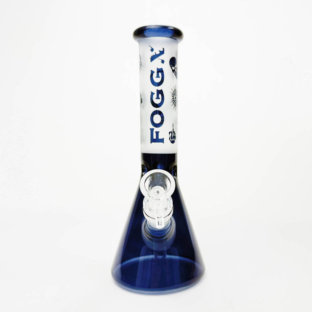 FOGGX 10" Blue Skull Graphic Beaker Glass Bong