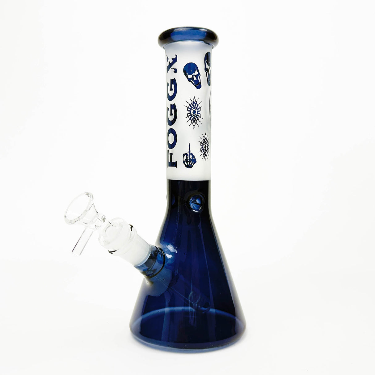 FOGGX 10" Blue Skull Graphic Beaker Glass Bong