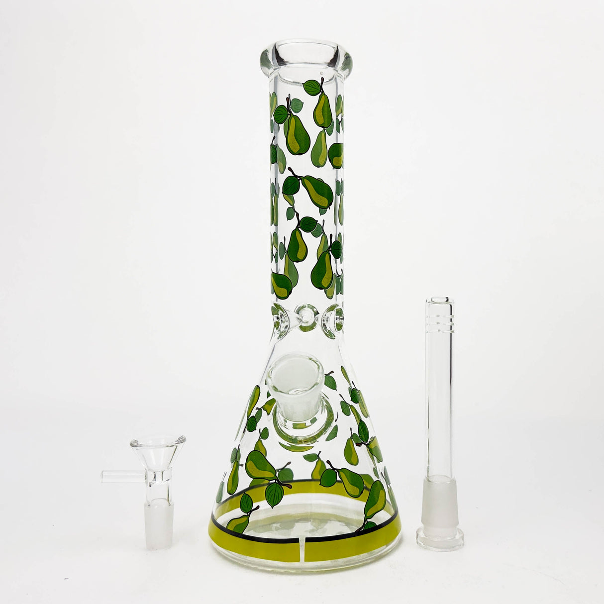 10" Green Apple Design Glass Beaker Bong