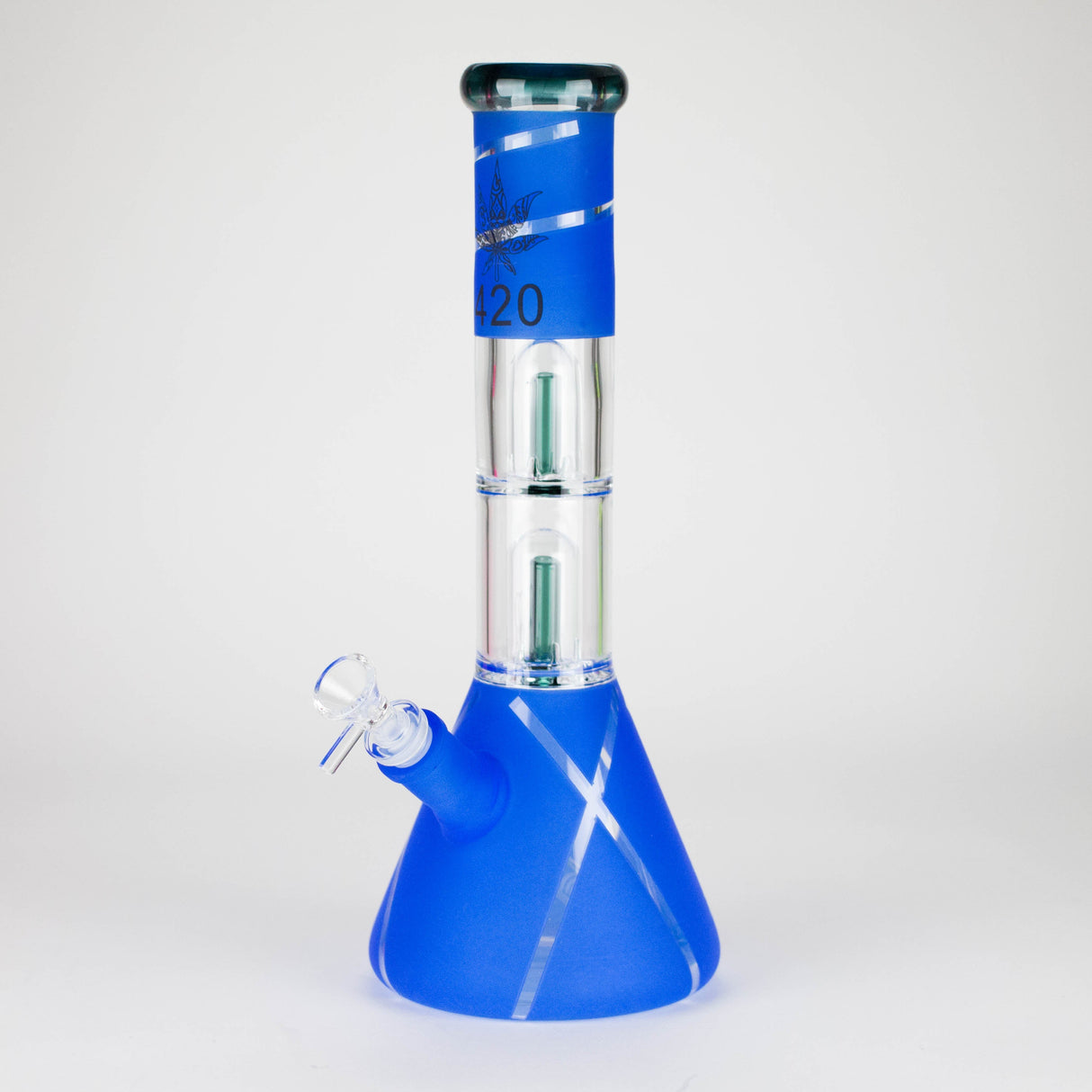 14" 7 mm Fancy 420 Glass Bong with Double Percolator