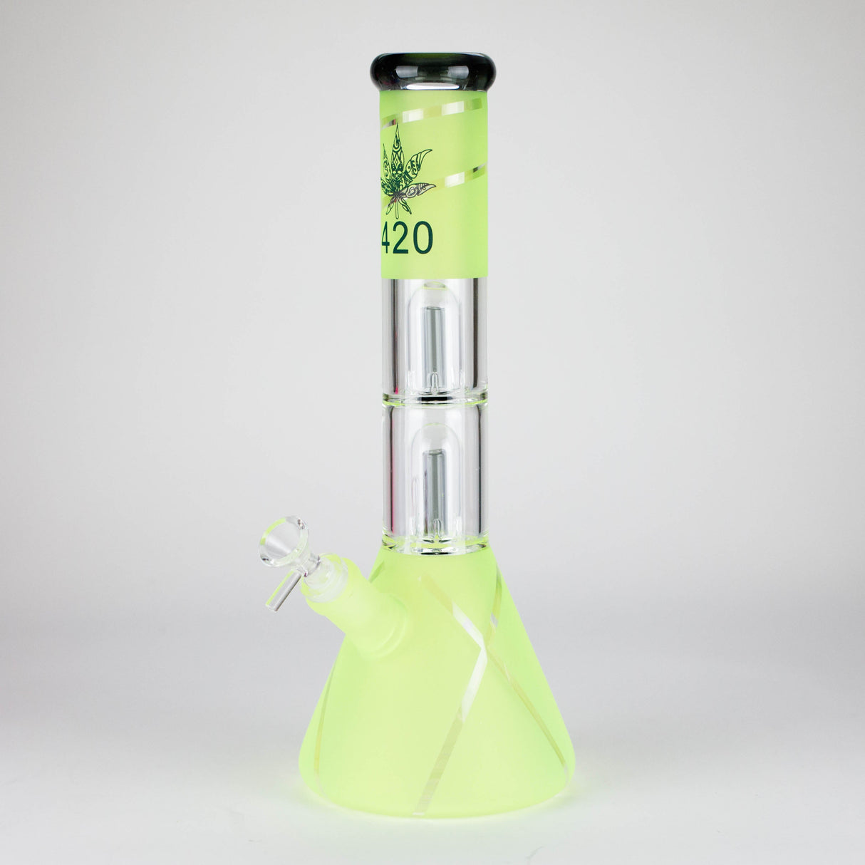 14" 7 mm Fancy 420 Glass Bong with Double Percolator