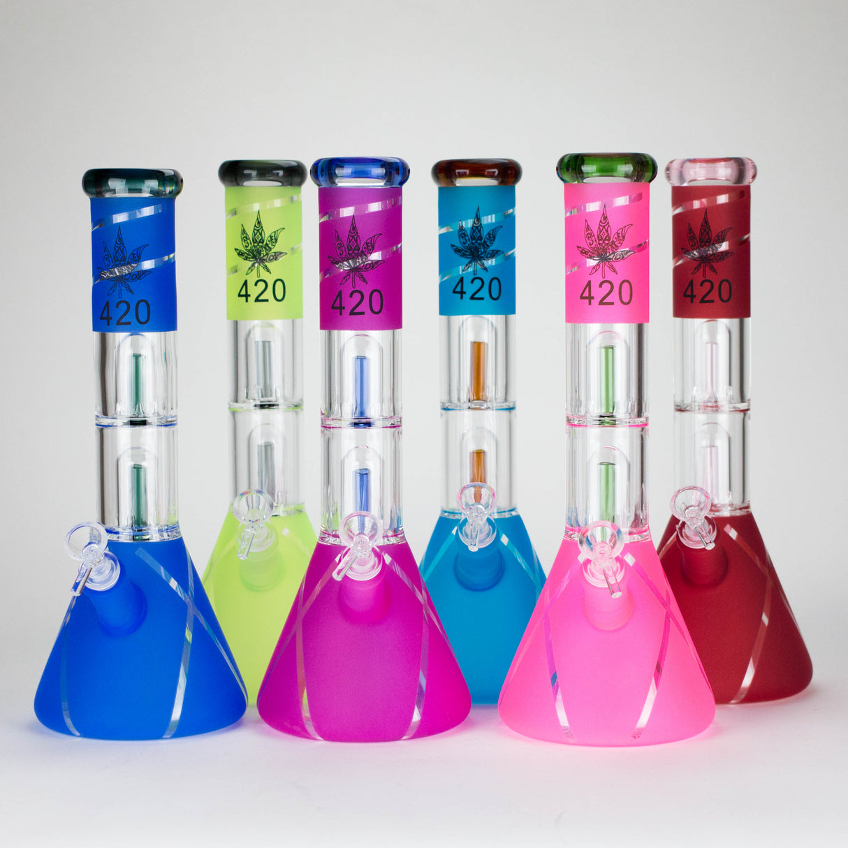 14" 7 mm Fancy 420 Glass Bong with Double Percolator