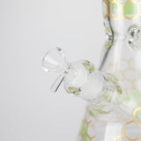 14" Beehive Design 7mm Thick Heavy Duty Glass Beaker Bong