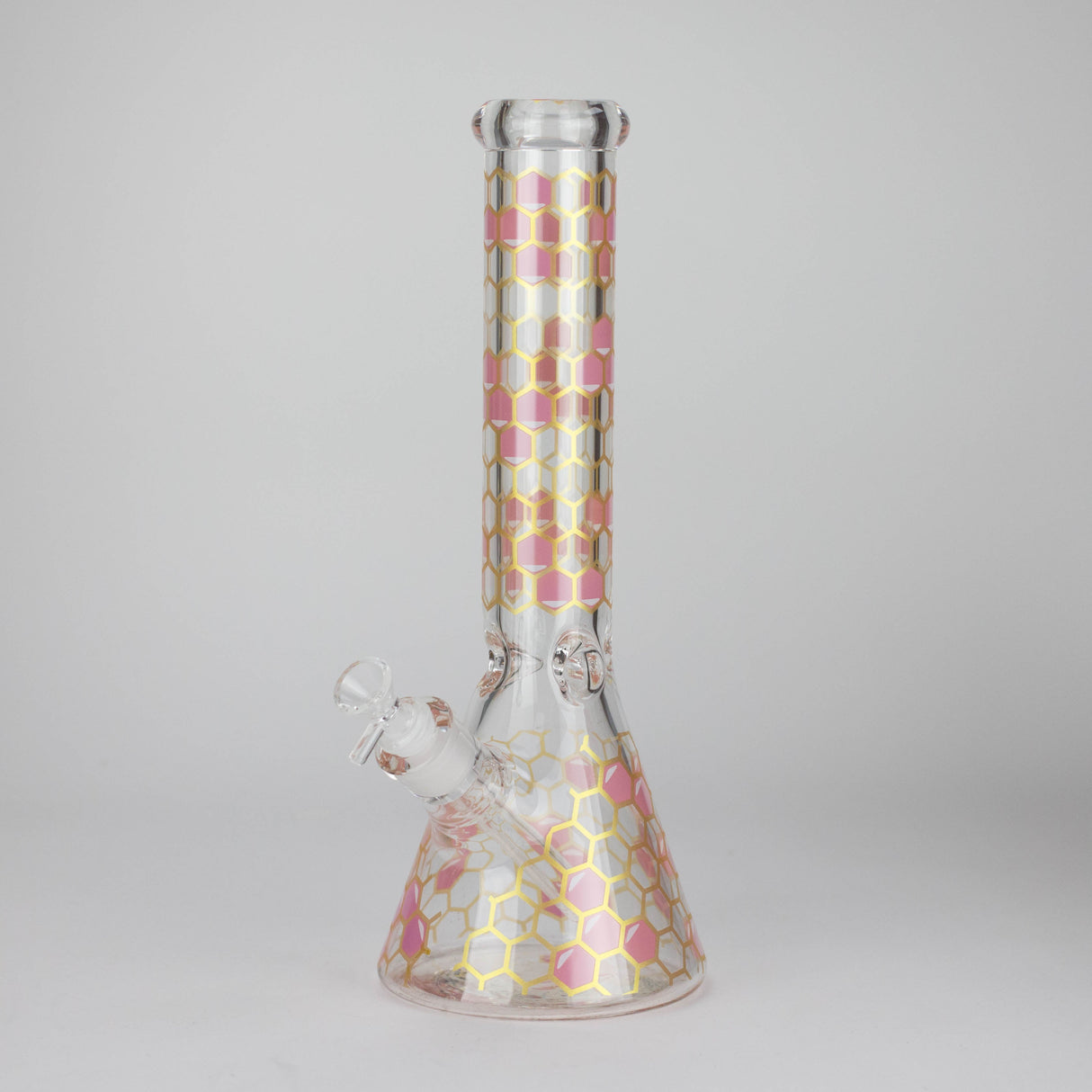 14" Beehive Design 7mm Thick Heavy Duty Glass Beaker Bong