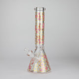 14" Beehive Design 7mm Thick Heavy Duty Glass Beaker Bong