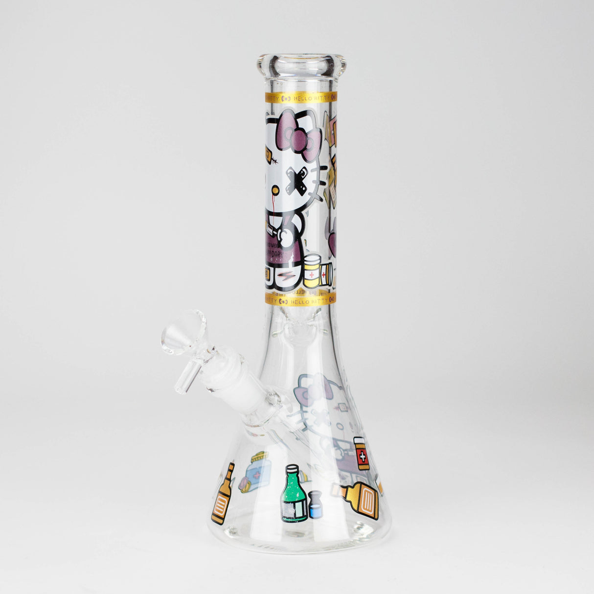 10" Wild Kitty Design Glass Beaker Bong