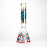 14" Mushroom Skull Design 7mm Thick Heavy Duty Glass Beaker Bong - Glow in the Dark