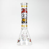 14" Wild Kitty Design 7mm Thick Heavy Duty Glass Beaker Bong - Glow in the Dark