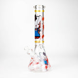 14" Wild Kitty Design 7mm Thick Heavy Duty Glass Beaker Bong - Glow in the Dark