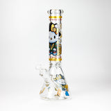 14" Wild Kitty Design 7mm Thick Heavy Duty Glass Beaker Bong - Glow in the Dark