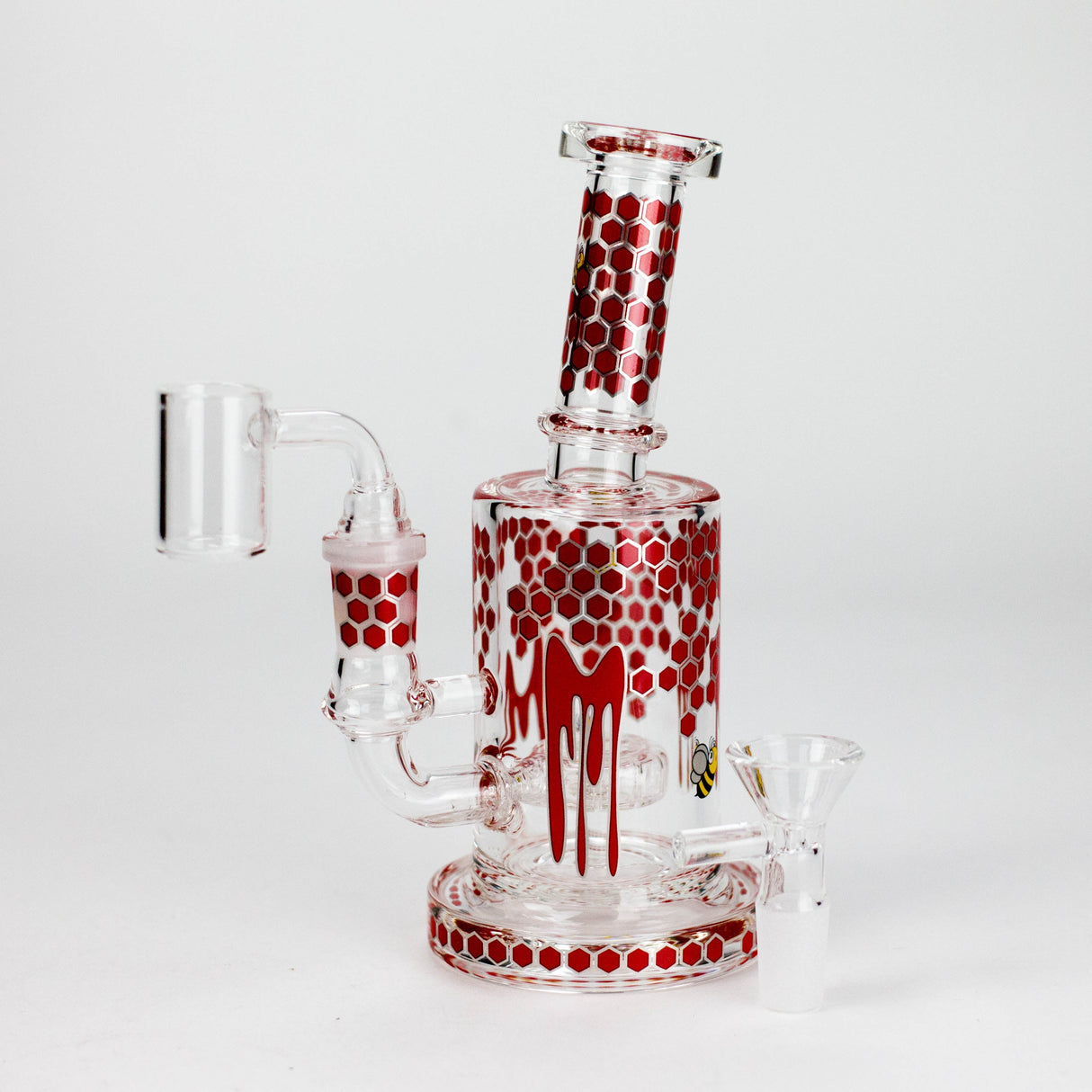 7" 2-in-1 Beehive Design Rig with Perc Banger & Bowl Included