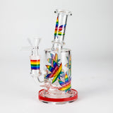 7" Leaf-Themed Glass Bong & Dab Rig with Bowl and Banger