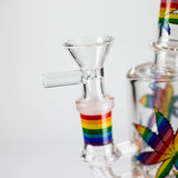 7" Leaf-Themed Glass Bong & Dab Rig with Bowl and Banger