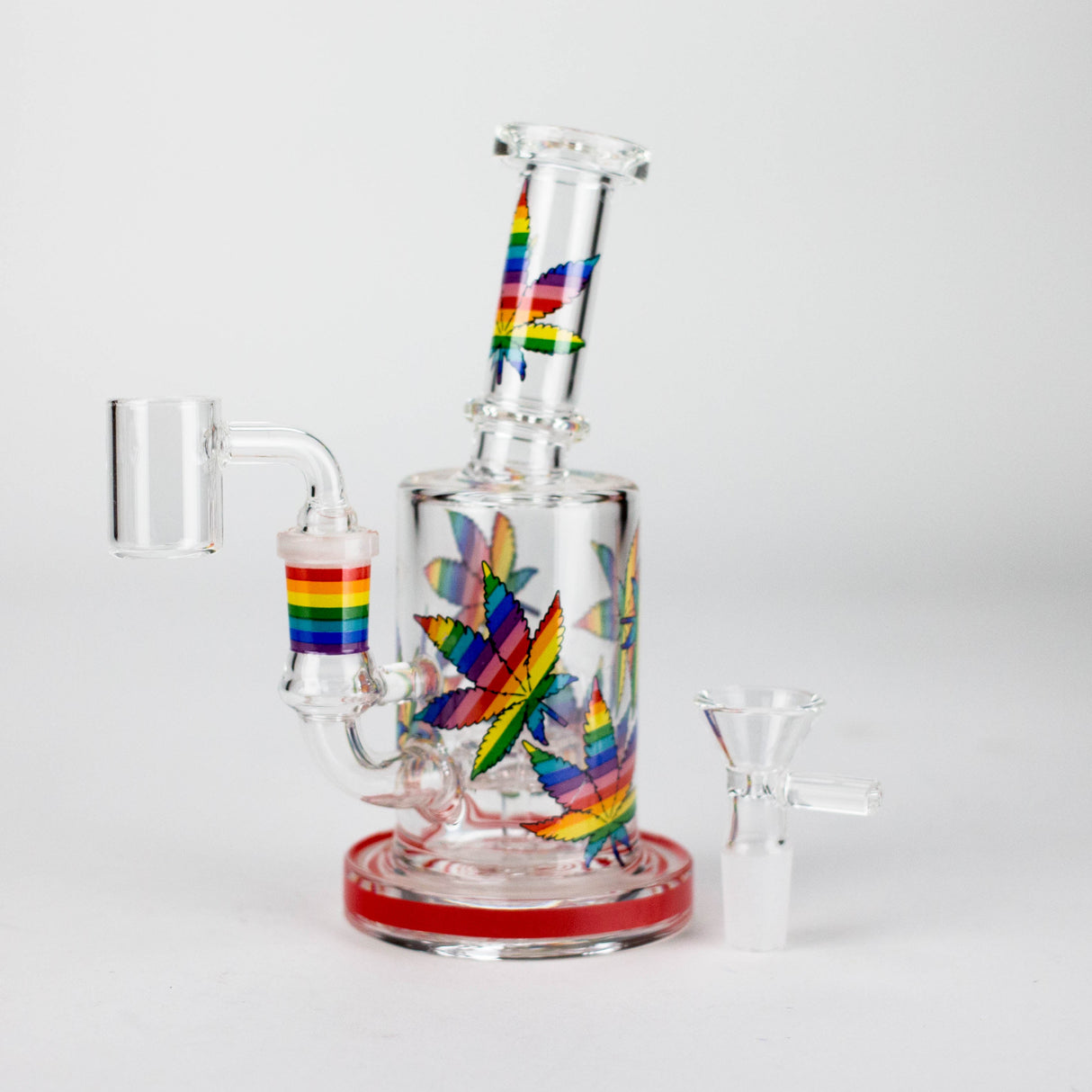 7" Leaf-Themed Glass Bong & Dab Rig with Bowl and Banger