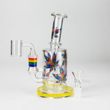7" Leaf-Themed Glass Bong & Dab Rig with Bowl and Banger