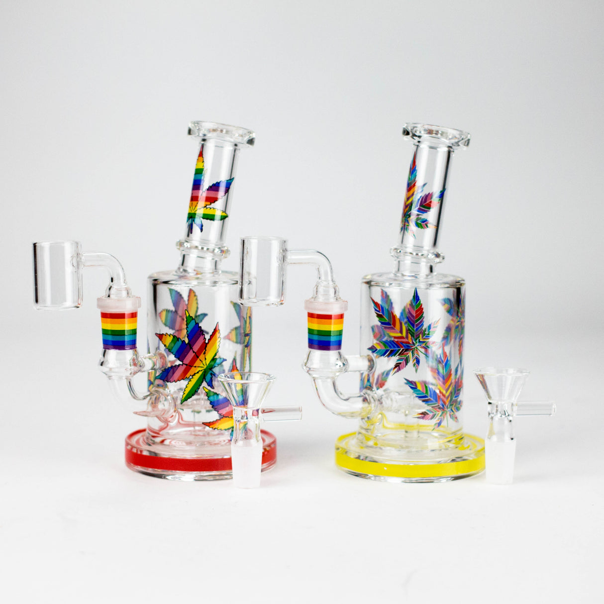 7" Leaf-Themed Glass Bong & Dab Rig with Bowl and Banger