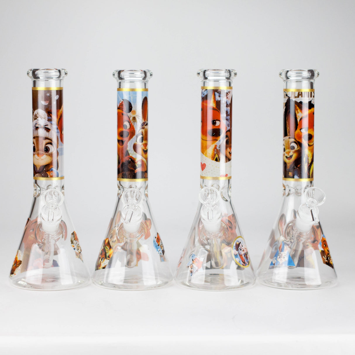 10" Woodland Animal Beaker Bong with Removable Downstem
