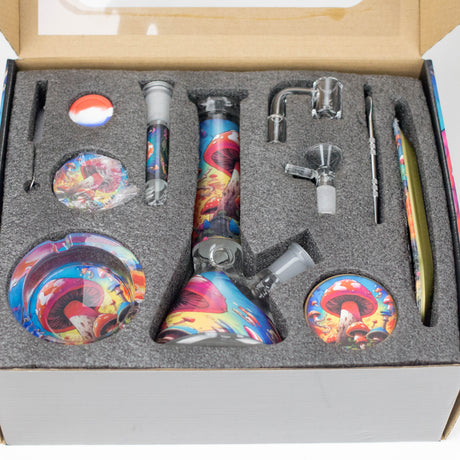 777 Smoke Bundle 10-in-1 Mushroom Smoke Set with 8-Inch Glass Bong Mushroom Smoke Kit - 10-in-1 Glass Bong Set