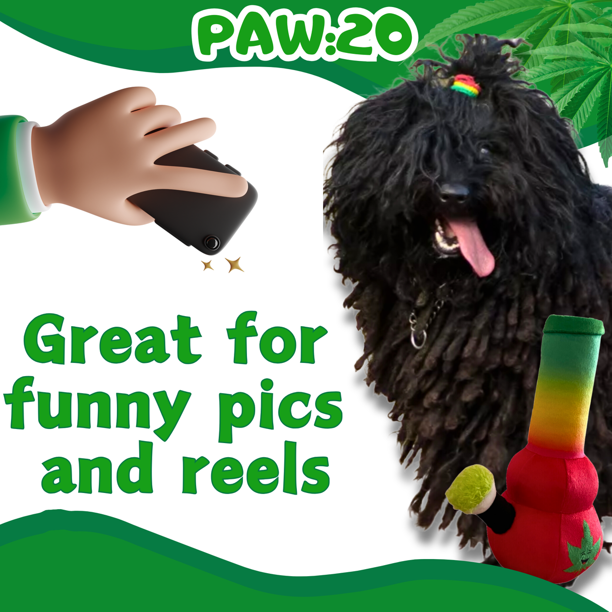 Bo da Bong - Parody Plush Rasta Color Squeaker Dog Toy - 9"