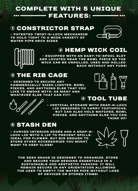 Capstone Genesis Inc. Other Sesh Snake Bong Accessory Clip with Tool Storage Bong Accessory Organizer | Canada