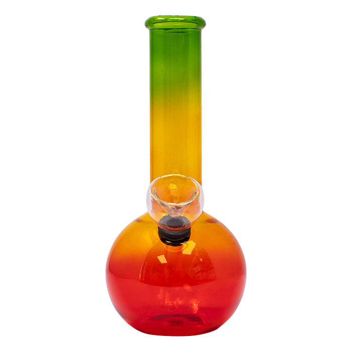 7" Rasta Colour Cylindrical Glass Bong with Removable Downstem