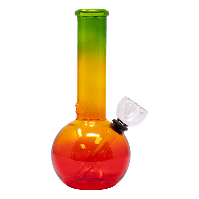7" Rasta Colour Cylindrical Glass Bong with Removable Downstem