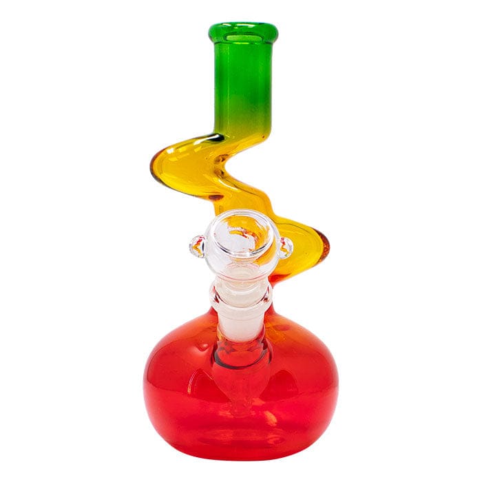 Maple Craft Inc Glass Bong 8" Rasta Colored Cylindrical Medium Glass Bong 8" Rasta Colored Cylindrical Medium Glass Bong