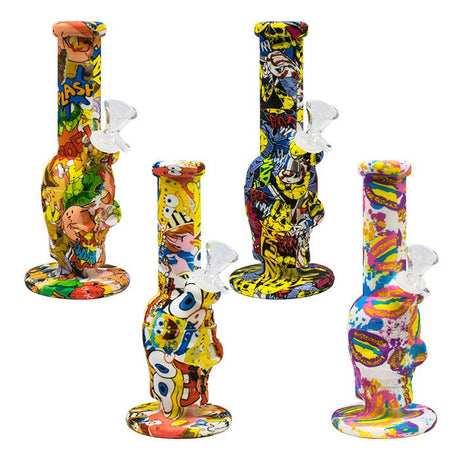 Maple Craft Inc Resin · Silicone · Plastic Bong 8.5" Assorted Comic Graphic Silicone Bong 8.5" Assorted Comic Graphic Silicone Bong