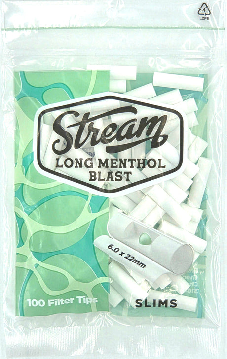STREAM Filter Tip STREAM | Slims Long Menthol Blast RYO Filters Display Carton - 10 Bags (Menthol Capsule Type) STREAM | Slims Long Menthol Blast RYO Filters Display Carton - 10 Bags (Menthol Capsule Type)