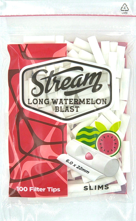 STREAM Filter Tip STREAM | Slims Long Watermelon Blast RYO Filters Display Carton - 10 Bags (Watermelon Capsule Type) STREAM | Slims Long Watermelon Blast RYO Filters Display Carton - 10 Bags (Watermelon Capsule Type)