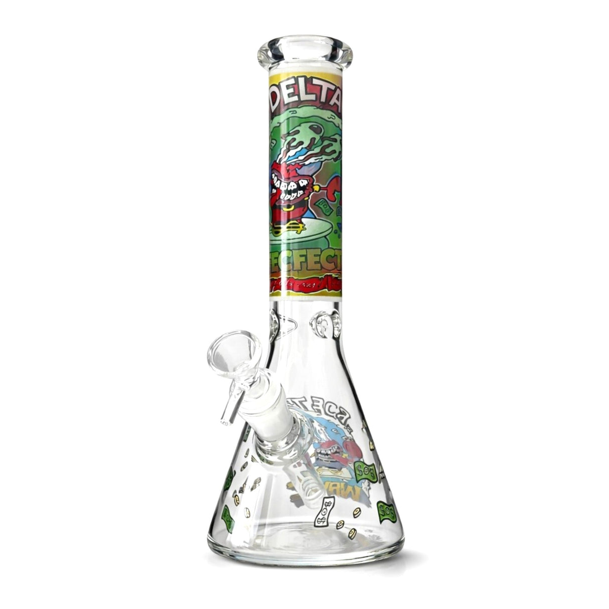 10" Delta Trip Chaos Collage Beaker Glass Bong