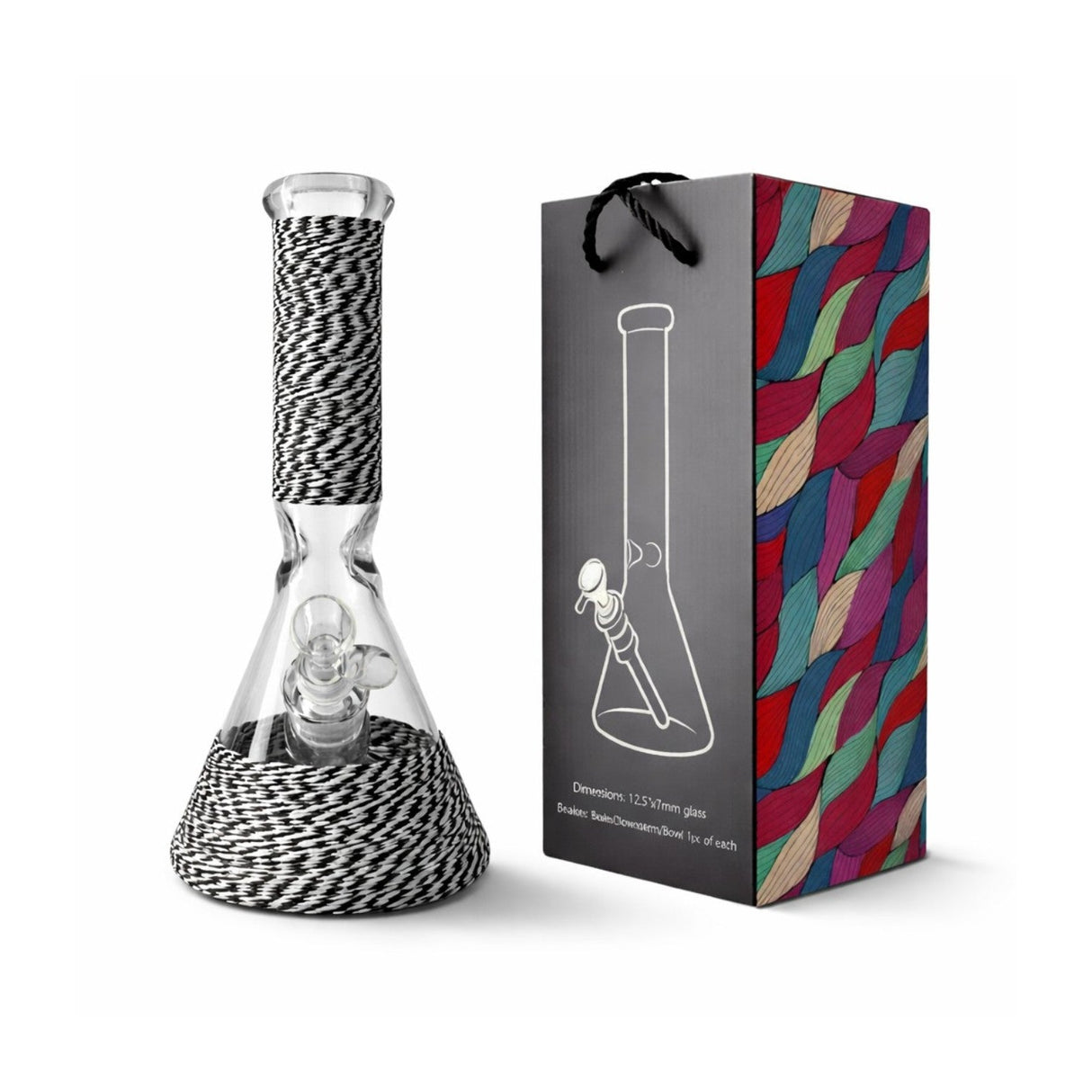 12.5" Braided Grip 7mm Beaker Glass Bong