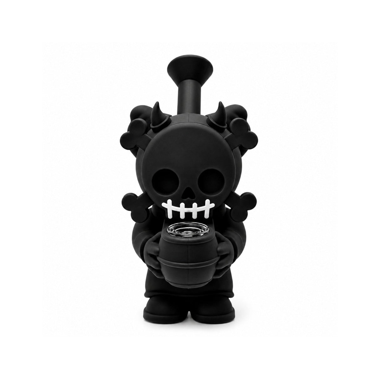 6" Devil Skull Silicone Water Pipe – Compact Novelty Character Bong