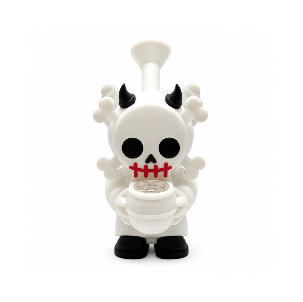 6" Devil Skull Silicone Water Pipe – Compact Novelty Character Bong