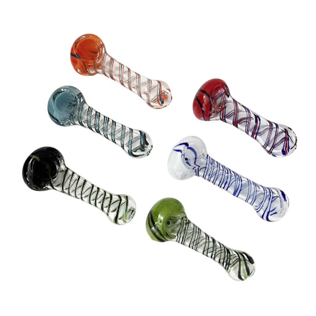 Super Supplys Inc Glass Pipe CoreLine 4.5-Inch Spiral Glass Spoon Pipe - 2 Pack CoreLine 4.5-Inch Glass Spoon Pipes - Assorted 2 Pack