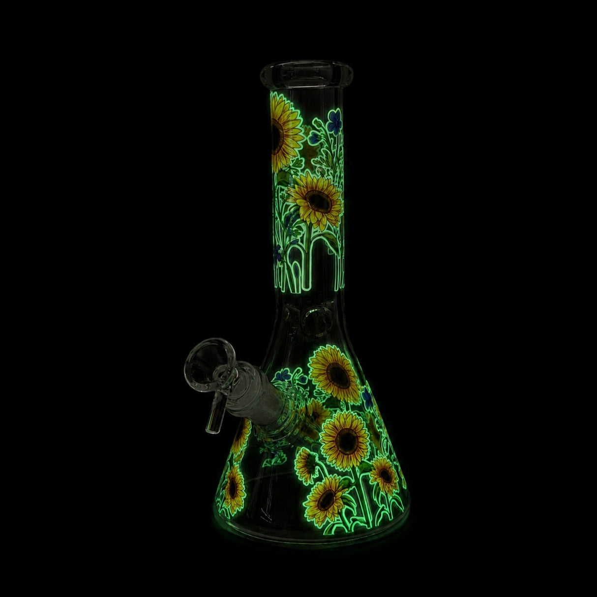 10" Glow-in-the-Dark Floral Beaker Bong