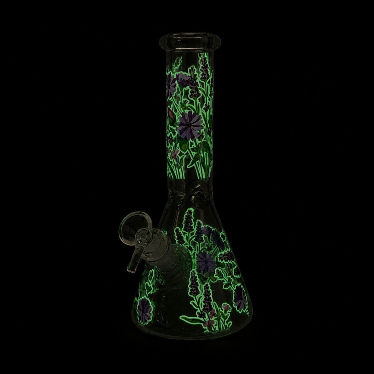 10" Glow-in-the-Dark Floral Beaker Bong