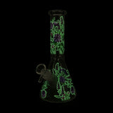 10" Glow-in-the-Dark Floral Beaker Bong