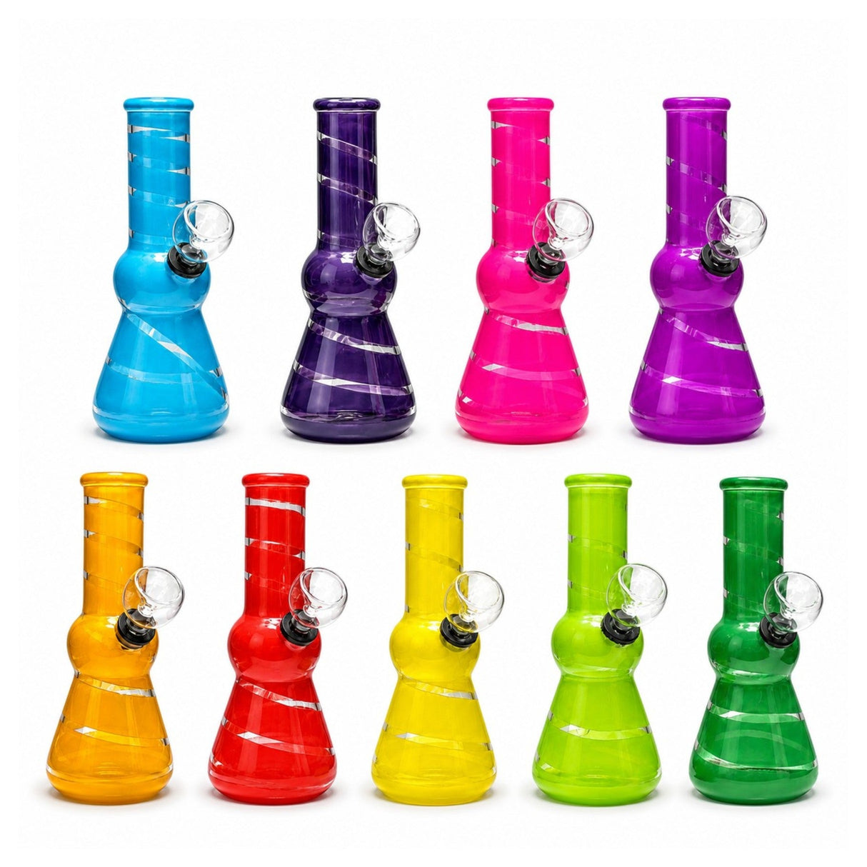 6" Candy Swirl Mini Water Pipe with Fixed Downstem