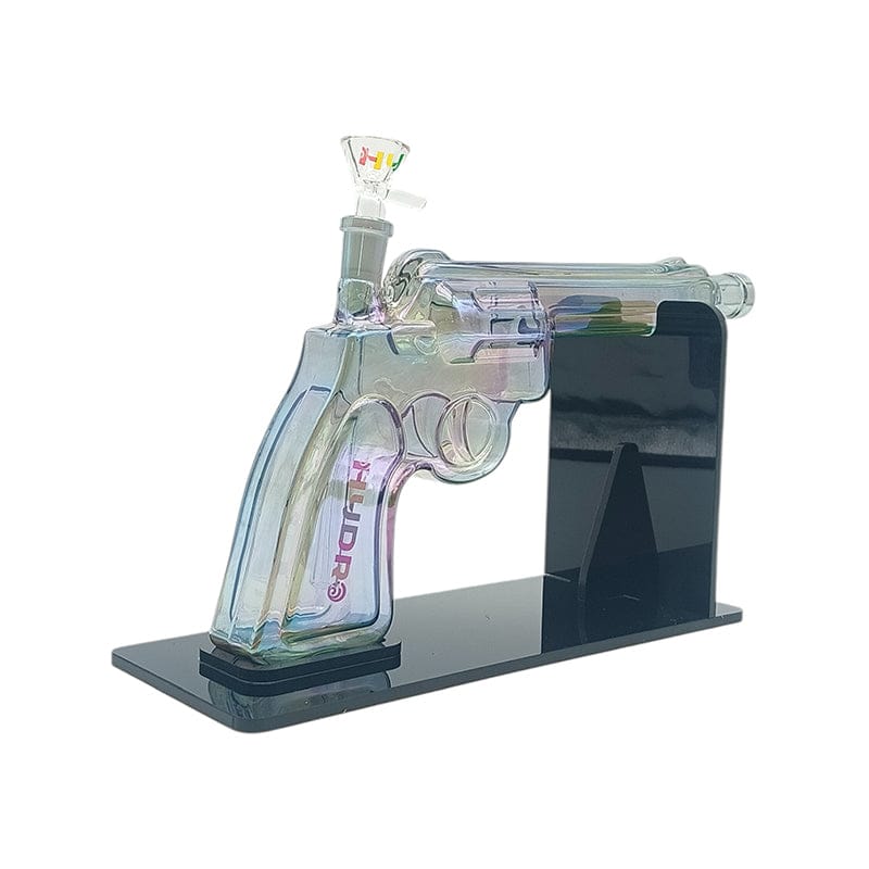 The MST Glass Bong 8-Inch Pistol Design Glass Piece with Display Stand Pistol Design Glass Piece - 8-Inch Display Stand