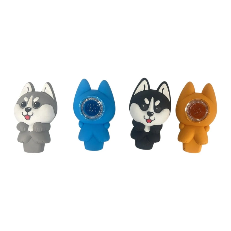 Silicone Puppy Hand Pipe with Glass Bowl