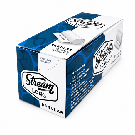 STREAM Filter Tip STREAM | Regular Long RYO Filters Display Carton - 10 Bags (Non-Flavored Type) STREAM | Regular Long RYO Filters Display Carton - 10 Bags (Non-Flavored Type)