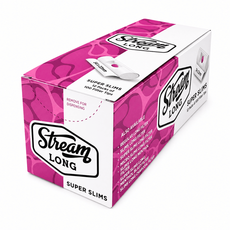 STREAM Filter Tip STREAM | Super Slims Long RYO Filters Display Carton - 12 Bags (Mono Type) STREAM | Super Slims Long RYO Filters Display Carton - 12 Bags (Mono Type)