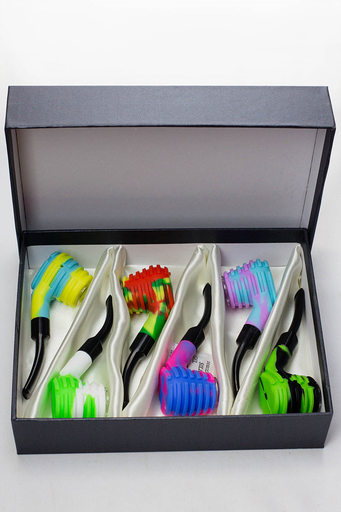 Sherlock Silicone pipe in display with glass bowl-WP134 - Display of 6